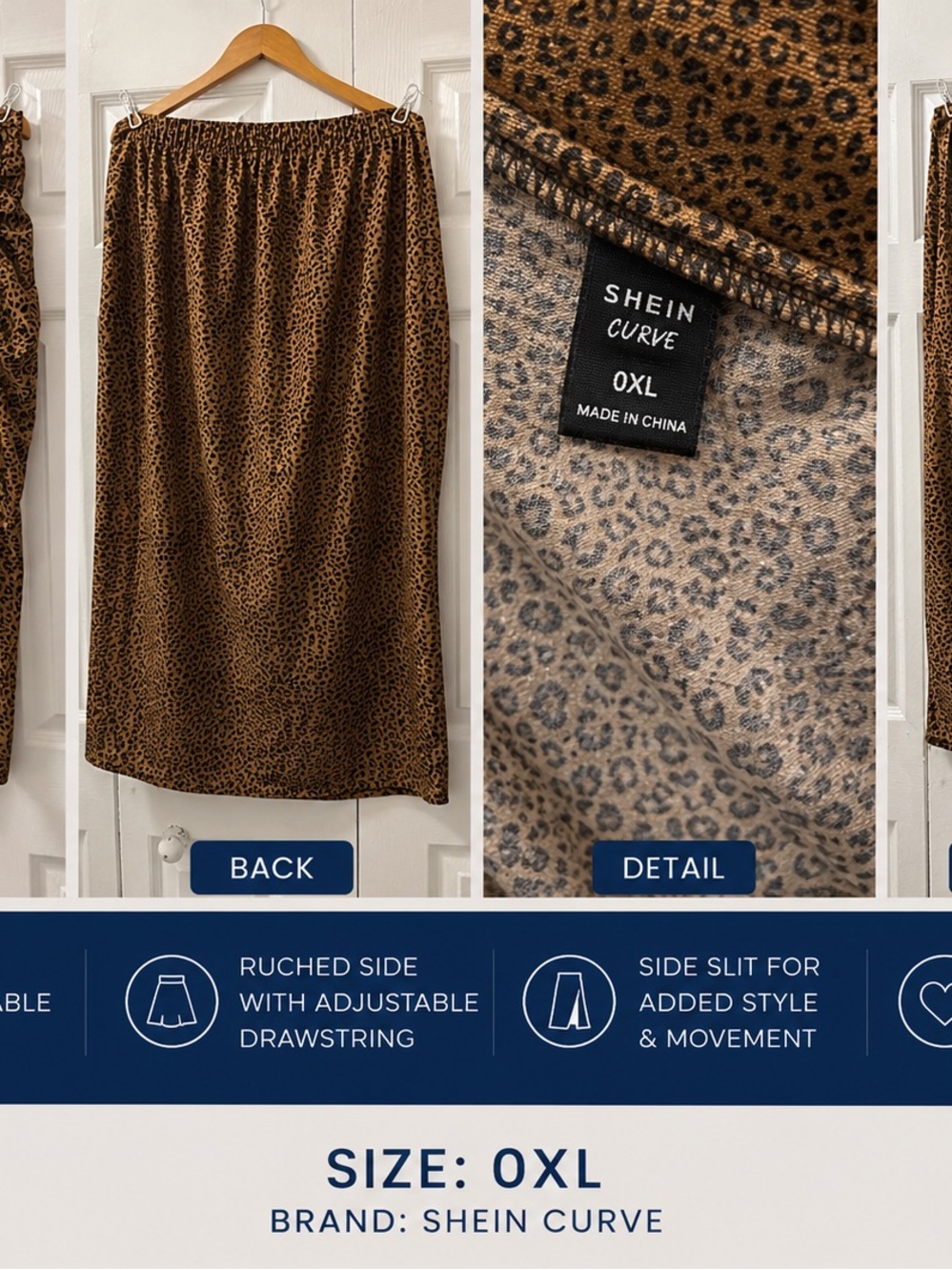 SHEIN Curve Brown Leopard Print Maxi Skirt